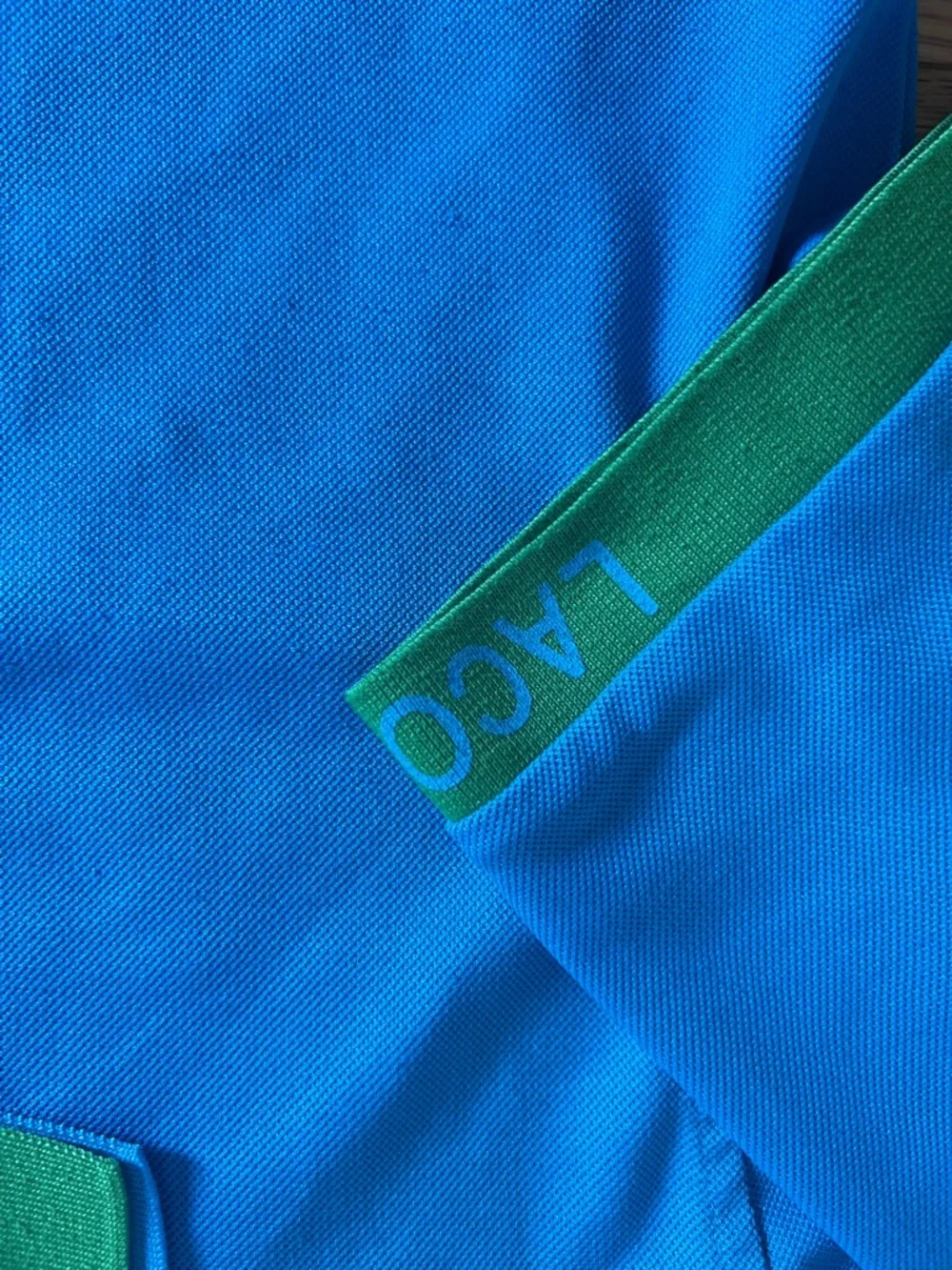 Lacoste Bright Blue Polo with Green Trim - Picture 4 of 9